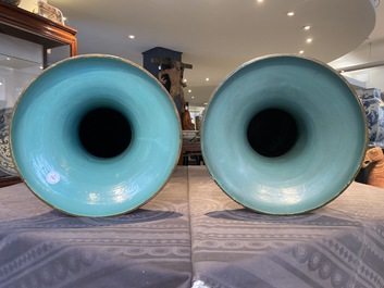 A pair of large Chinese famille rose 'dragon' vases, 19th C.