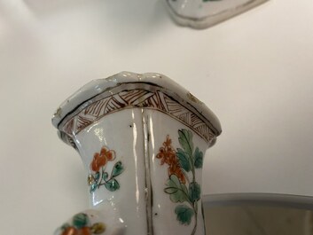 A Chinese famille verte four-piece 'mythical animals' garniture, Kangxi