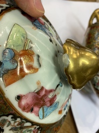 An extensive Chinese Canton famille rose dinner service, 19th C.