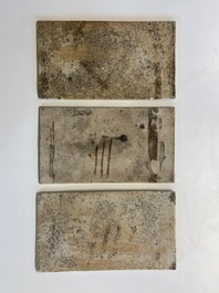 Three rectangular Chinese famille verte plaques, 19th C.