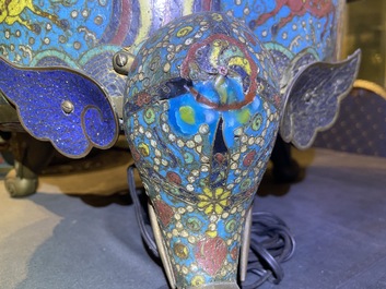 A large Chinese cloisonn&eacute; tripod censer and cover, 19th C.