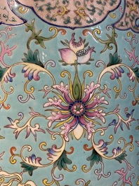 A Chinese famille rose turquoise-ground 'bajixiang' jardini&egrave;re, 19th C.