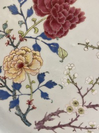 A Chinese famille rose dish with floral design, Qianlong