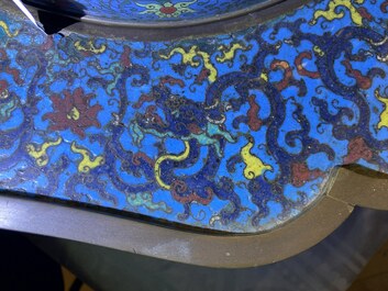 A large Chinese cloisonn&eacute; tripod censer and cover, 19th C.