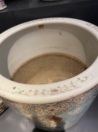 A Chinese famille rose turquoise-ground 'bajixiang' jardini&egrave;re, 19th C.