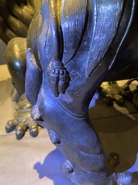 A large Chinese bronze 'Buddhist lion' censer, Ming