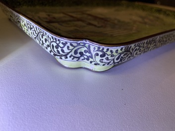 A Chinese rectangular Canton enamel tray, Qianlong