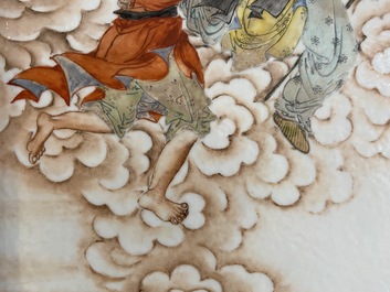 A Chinese fencai 'immortal' plaque, Republic