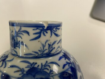 A Chinese blue and white four-piece garniture, Kangxi mark, 19th C.