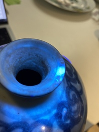 A Chinese blue and white 'Buddhist lions' 'meiping' vase, Ming