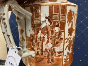 A Chinese 16-piece iron-red and gilt-decorated Canton porcelain tea service, 19th C.