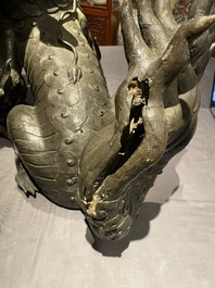 A large Chinese bronze 'Buddhist lion' censer, Ming