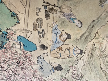 Li Qiujun (1899-1973): &lsquo;Lettr&eacute;s en temps de loisirs', encre et couleurs sur papier