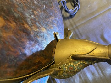A large Chinese cloisonn&eacute; tripod censer and cover, 19th C.