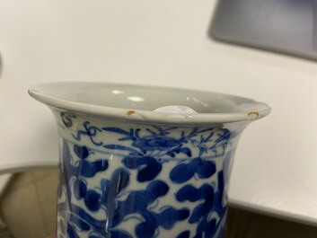 A Chinese blue and white four-piece garniture, Kangxi mark, 19th C.