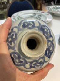 A Chinese blue and white 'Buddhist lions' 'meiping' vase, Ming
