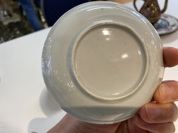 Zeven Chinese blauw-witte koppen en schotels, Kangxi