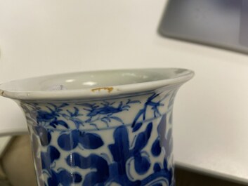 A Chinese blue and white four-piece garniture, Kangxi mark, 19th C.