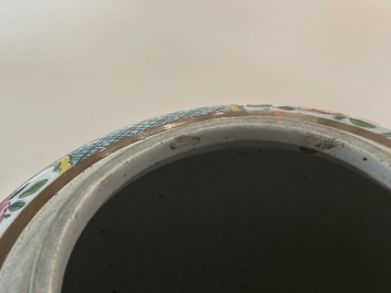 A pair of Chinese famille rose capucin brown-ground jars, Qianlong