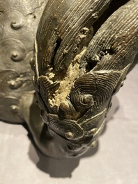 A large Chinese bronze 'Buddhist lion' censer, Ming