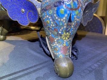 A large Chinese cloisonn&eacute; tripod censer and cover, 19th C.