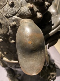 A large Chinese bronze 'Buddhist lion' censer, Ming