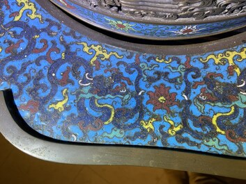 A large Chinese cloisonn&eacute; tripod censer and cover, 19th C.