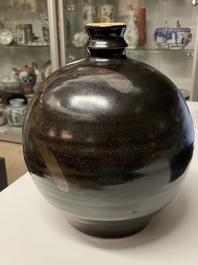 A Chinese black-brown-glazed russet-splashed jar, Henan kilns, Song