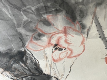 Zhou Sicong (1939-1996): &lsquo;Dame au fleur de lotus&rsquo;, encre et couleurs sur papier