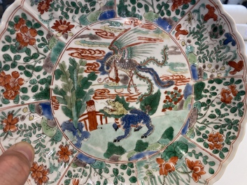Three Chinese famille verte dishes and a bowl, Kangxi