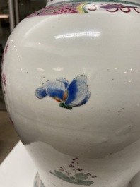 A Chinese famille rose vase with birds among blossoming branches, Qianlong