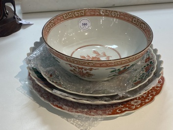Three Chinese famille verte dishes and a bowl, Kangxi