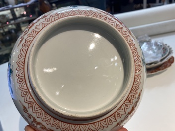 Three Chinese famille verte dishes and a bowl, Kangxi