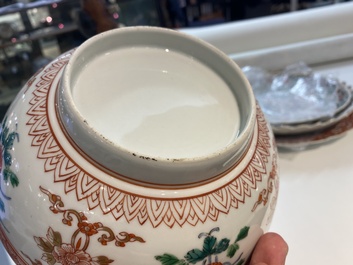 Three Chinese famille verte dishes and a bowl, Kangxi