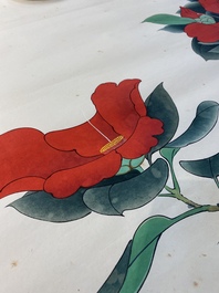 Sun Yunsheng (1918-2000): &lsquo;Pigeons de paix&rsquo;, encre et couleurs sur papier