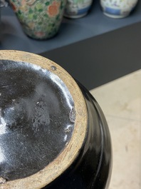 A Chinese black-brown-glazed russet-splashed jar, Henan kilns, Song