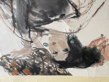 Zhou Sicong (1939-1996): &lsquo;Dame au fleur de lotus&rsquo;, encre et couleurs sur papier