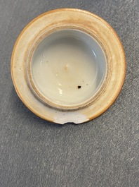A Chinese blue and white 'landscape' teapot and cover, Chenghua mark, Kangxi