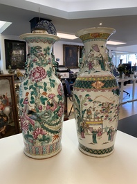 Twee Chinese famille rose vazen, 19e eeuw