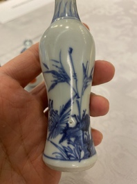 Three Chinese blue and white 'Hatcher cargo' bottle vases, Transitional period