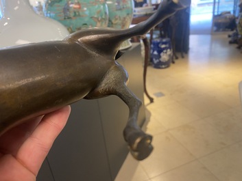 A Chinese bronze deer-shaped censer, Kangxi