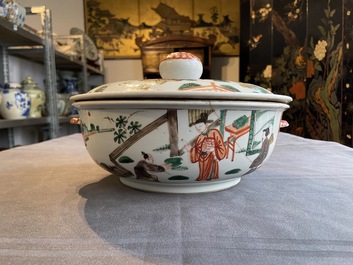 Three Chinese famille verte bowls, Transitional period and Kangxi