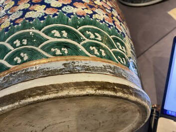 A pair of large Chinese famille rose 'dragon' vases, 19th C.