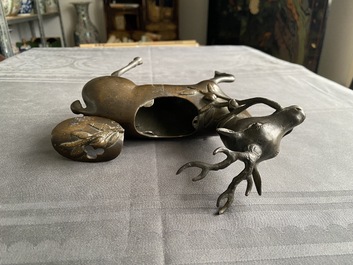 A Chinese bronze deer-shaped censer, Kangxi
