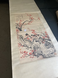 Wu Hufan (1894-1968): 'Vogels bij bloesemtakken', inkt en kleur op papier, gedat. juni 1937