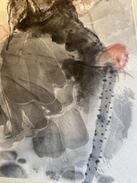 Zhou Sicong (1939-1996): &lsquo;Dame au fleur de lotus&rsquo;, encre et couleurs sur papier