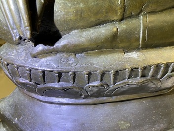 A large Lanna-style bronze figure of Buddha, Laos or Northern Thailand, mid 16th C.