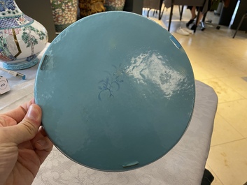 A Chinese Canton enamel plate with a fine landscape, Qianlong