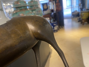 A Chinese bronze deer-shaped censer, Kangxi