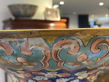 A pair of large Chinese famille rose 'dragon' vases, 19th C.